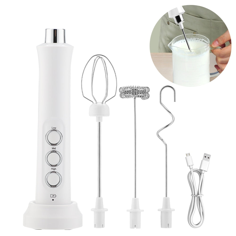 3 in 1 Milk Frother Electric Milk Foamer Coffee Blender Portable Mini Mixer Kitchen Foam Machine Blower Cappuccino Maker Beater
