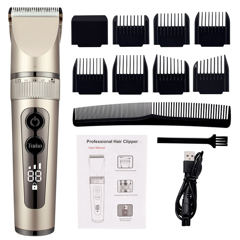 Full Body Washable Electric Hair Clipper Ceramic Professional Fine Adjustable Hair Trimmer Low Noise Hair Cutting Machine Razor