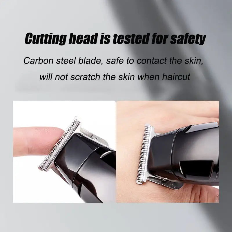 Professional Rechargeable Men's Hair Trimmer Engraved Notch Styling Barbershop IPX5 Waterproof Clipper with Charging Base