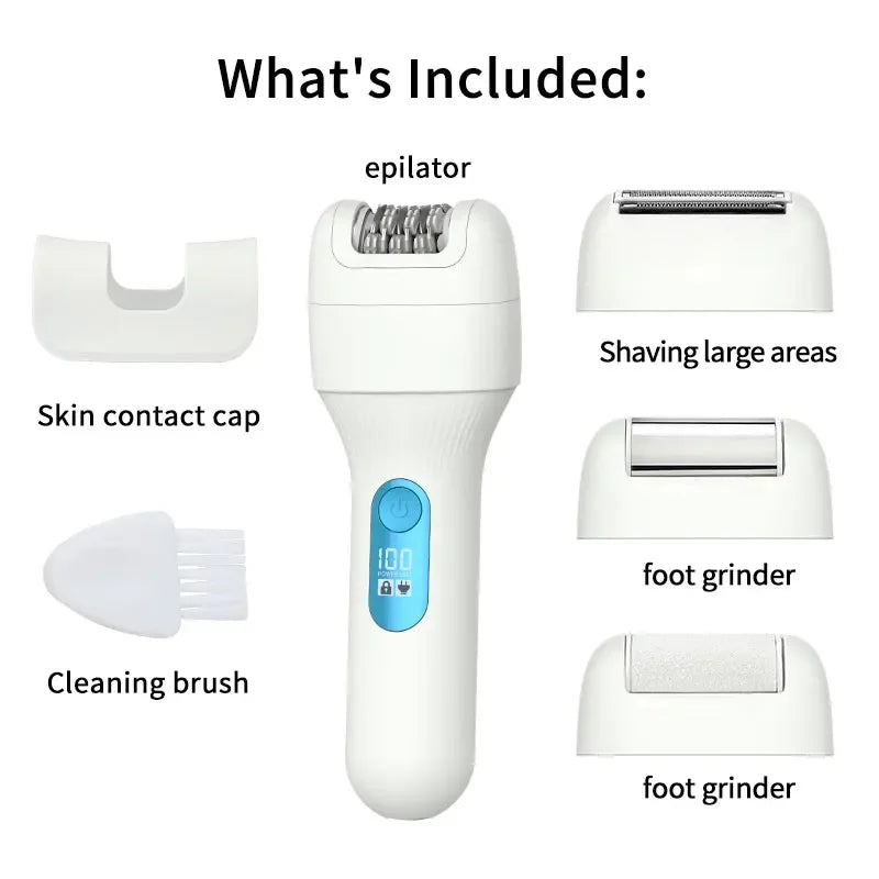 5 in 1 Electric Razors for Women Pubic Hair Epilator and Electric Callus Remover Set Wet/Dry Body Shaver Hair Removal for Legs
