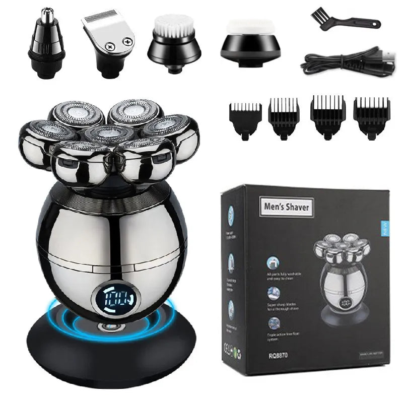 Pro Wet Dry Electric Shaver For Men Beard Hair Trimmer Face Electric Razor Rechargeable Bald Head Shaving Machine LCD Display