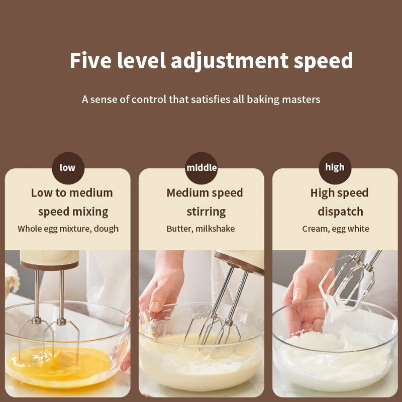 Handheld Electric Food Mixer Machine Wireless Portable Automatic Cake Beater Cream Whipper Pastry Hand Blender for Kitchen