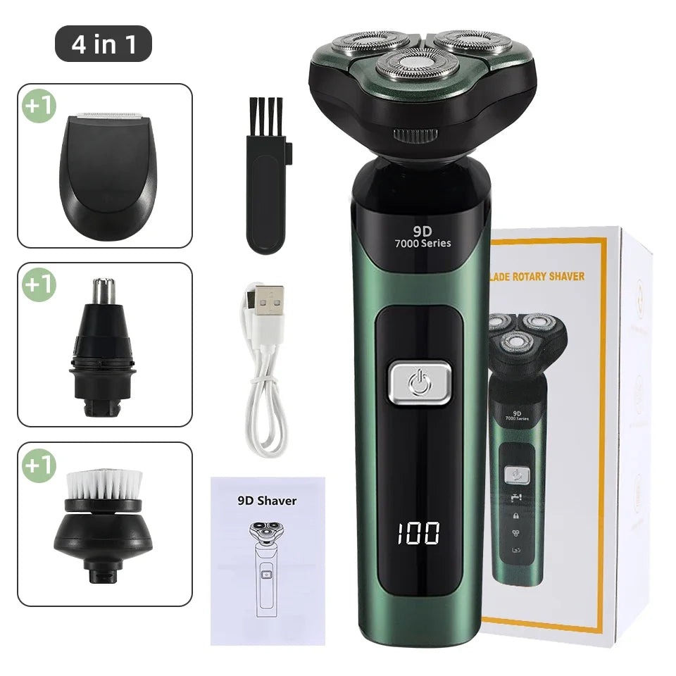 3D 4 in 1 Electric Shaver For Men Multi-Function Electric Shaver Razor USB Car Rechargeable Whole Body Washable Shavers