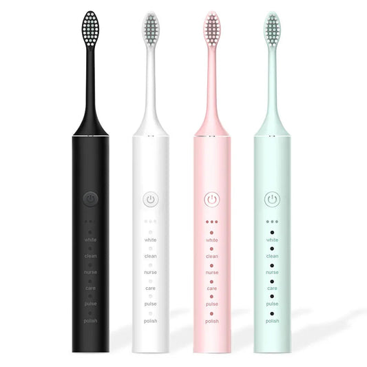 Ultrasonic Sonic Electric Toothbrush Rechargeable for Adults 6Mode Automatic Tooth Brush Teeth Whitening with 4 Replacement Head