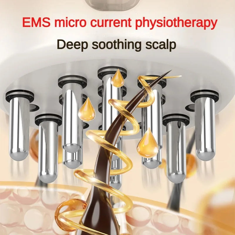 Micro-current Scalp Massage Comb Portable Medicine Liquid Oil Applicator LED Light Head Hair Growth Nourishing Massager