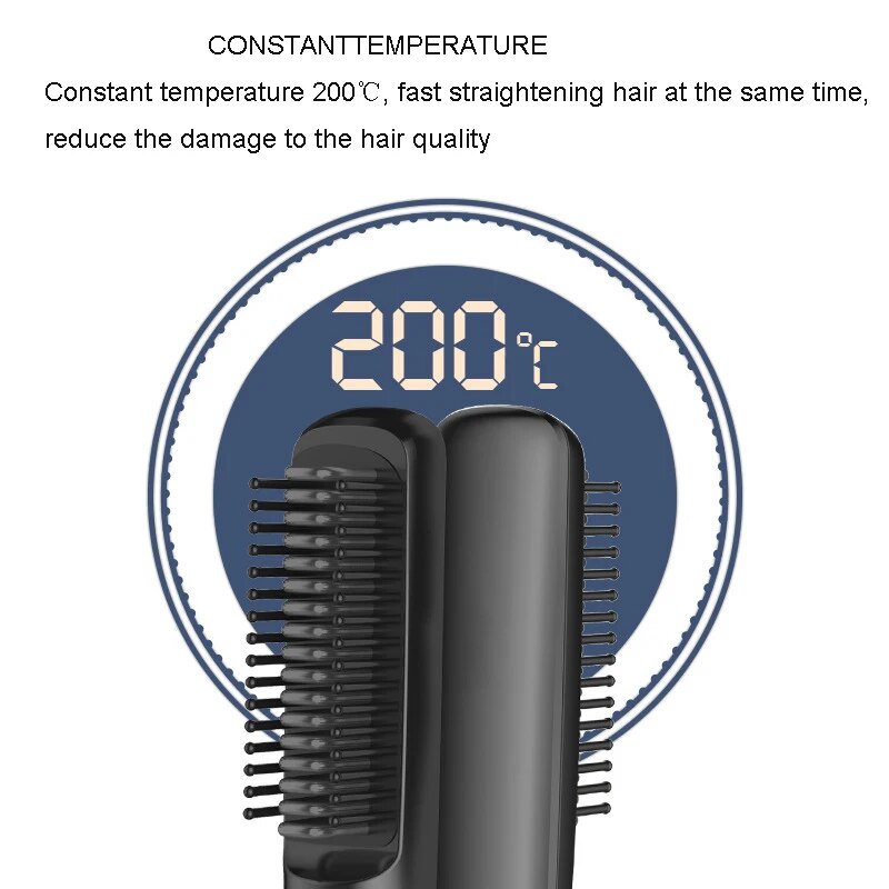 Wireless Charging Hair Straightener Portable USB Charging Hair Straightener Curling Dual Purpose Hair Straightener Comb