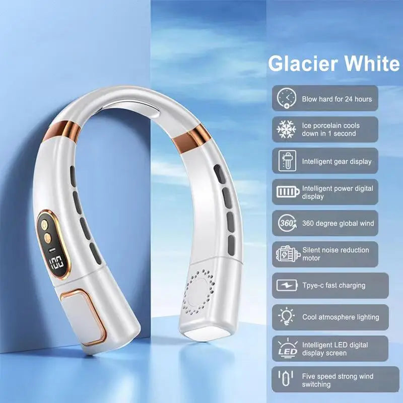 Portable Hanging Neck Fan 4000 MAh Battery Below 40 DB Rechargeable Outdoor Home Camping Mini Fan  Brushless Motor Neckband Fan