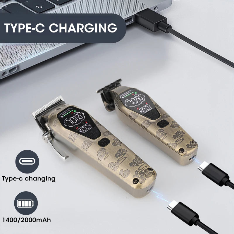 2 in 1 All-metal Electric Hair Clippers Set High-power Hair Trimmer for Men Barber Hair Cutting Machine Tools