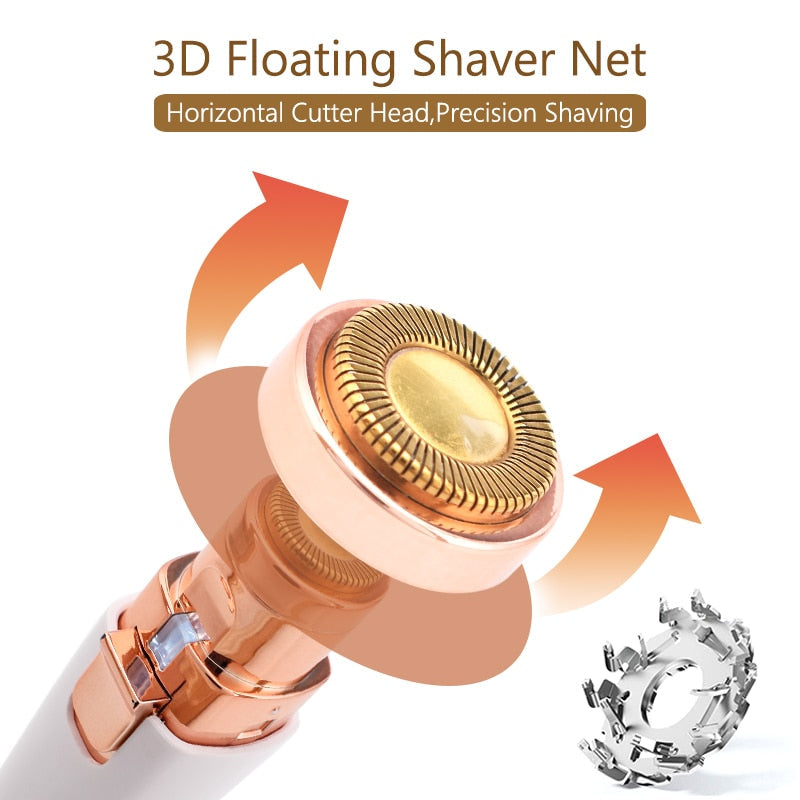 2 In 1 Electric Eyebrow Trimmer USB Rechargeable Hair Remover Women Shaver  LED Light Lady Epilator Razor Face Makeup Tool