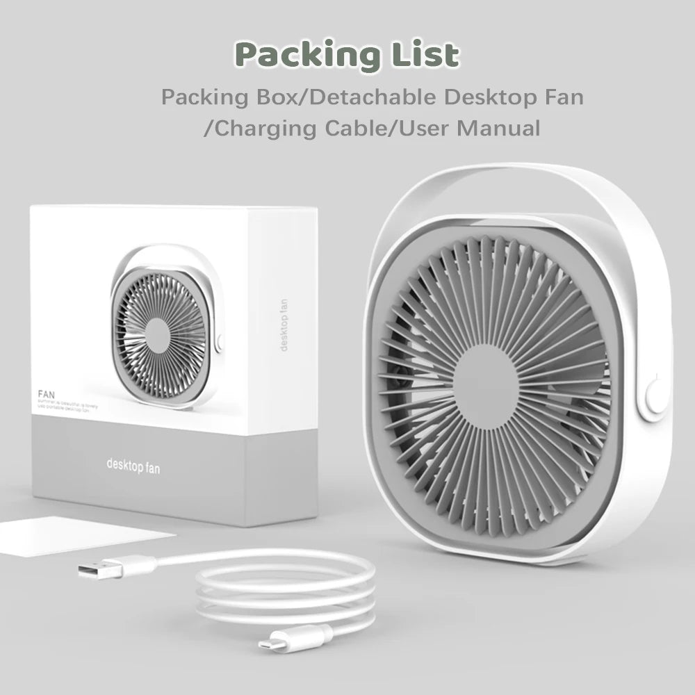 Rechageable Desktop Fan USB Fan 360° Rotatable Fan for Desk Portable Fan Mini Fan with Built-in 4000mAh Battery