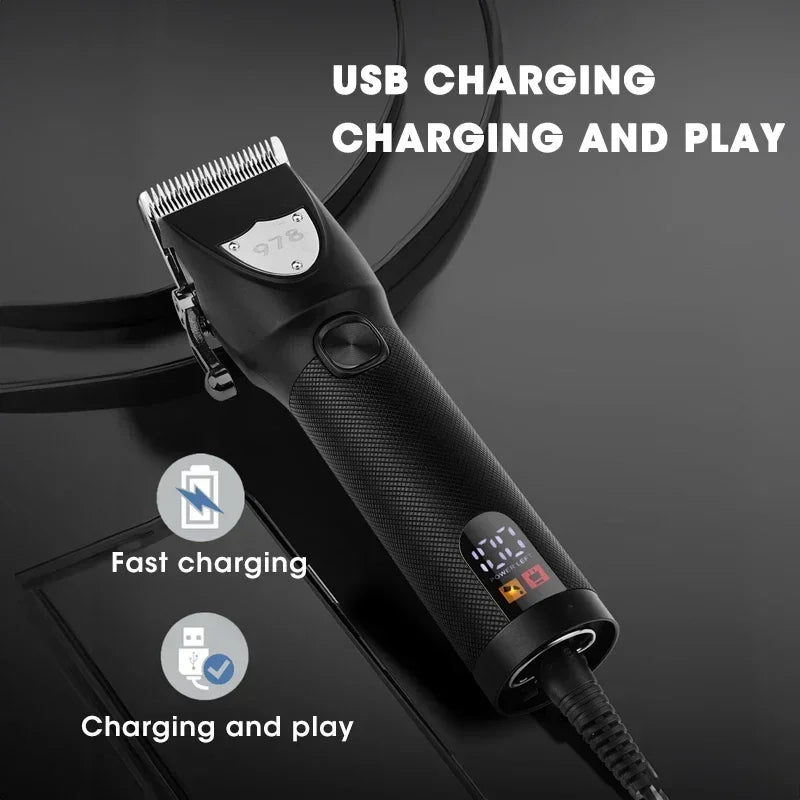 Hair Trimmer for Men Metal Body  Hair Clipper LCD Digital Display Men's Oil Engraving Electric Razor Set