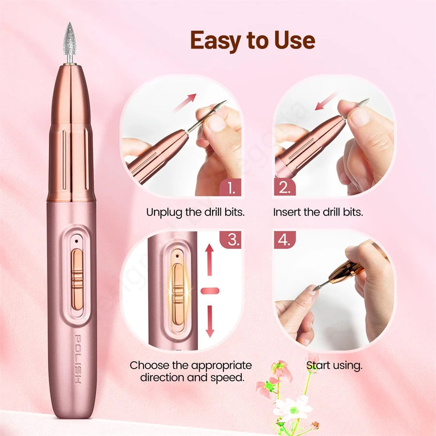 Rechargeable Electric Nail File for Beginner Portable Electric Nail Drill for Home Manicure