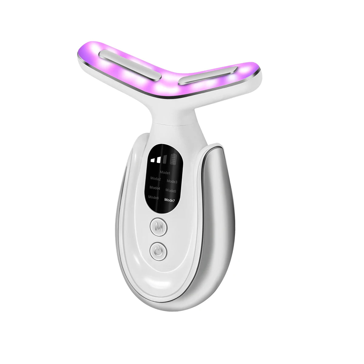 Rechargeable Face and Neck Massager with 7 Colours LED and Heat Mode, Neck and Facial Skin Massage Care Tool