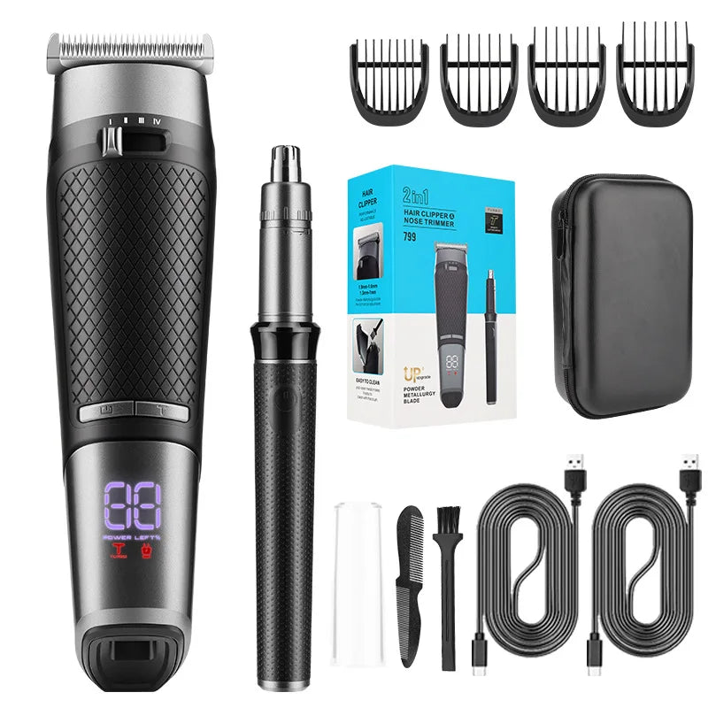 Professional High Power Hair Cutting Machine Nose Hair Trimmer Set Electric Hair Clipper With Storage Bag