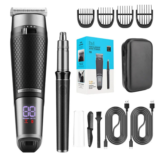 Professional High Power Hair Cutting Machine Nose Hair Trimmer Set Electric Hair Clipper With Storage Bag