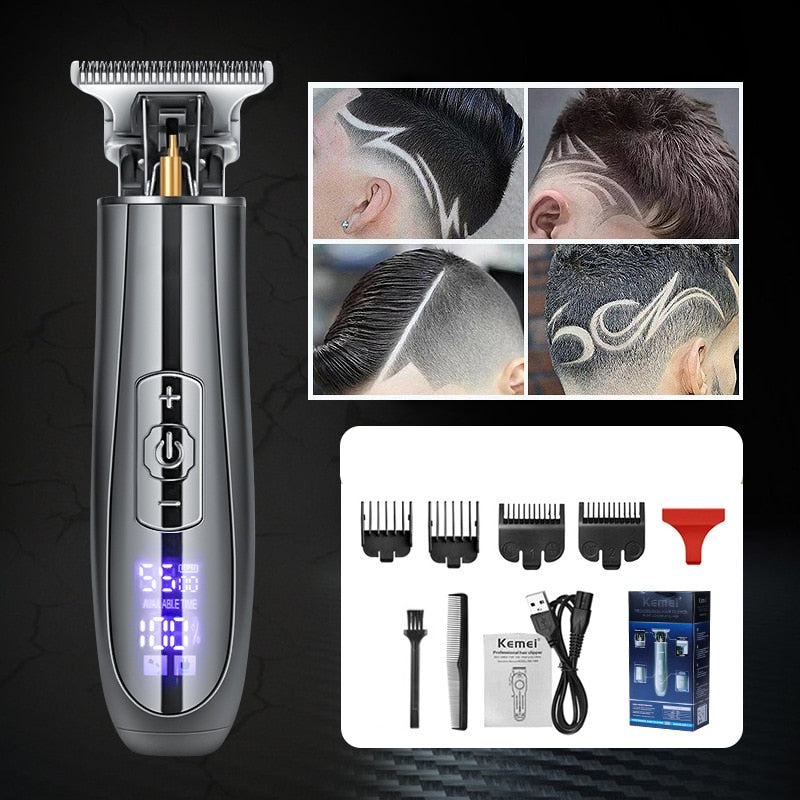 Portable Electric Hair Clipper For Men USB Rechargeable Trimmer LCD Display Barber Ceramic Blade Cutter Razor Shaver Machine
