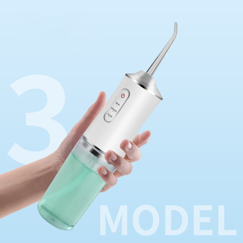 Portable Dental Irrigator Water Jet Flosser USB Rechargeable 3Mode Oral Irrigator Water Jet Floss Pick 220ml for Teeth Whitening
