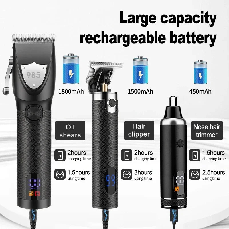 Hair Clippers Ears Nose Hair Trimmer Set With Bag Hair Cutting Machine Men's Grooming Tools