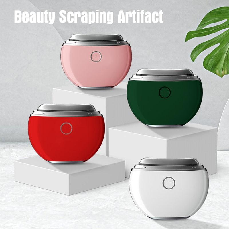 Electric Guasha Scraper Face Massager Vibration Red Blue Light Facial Lifting Firming Slimming Skin Care Beauty Device