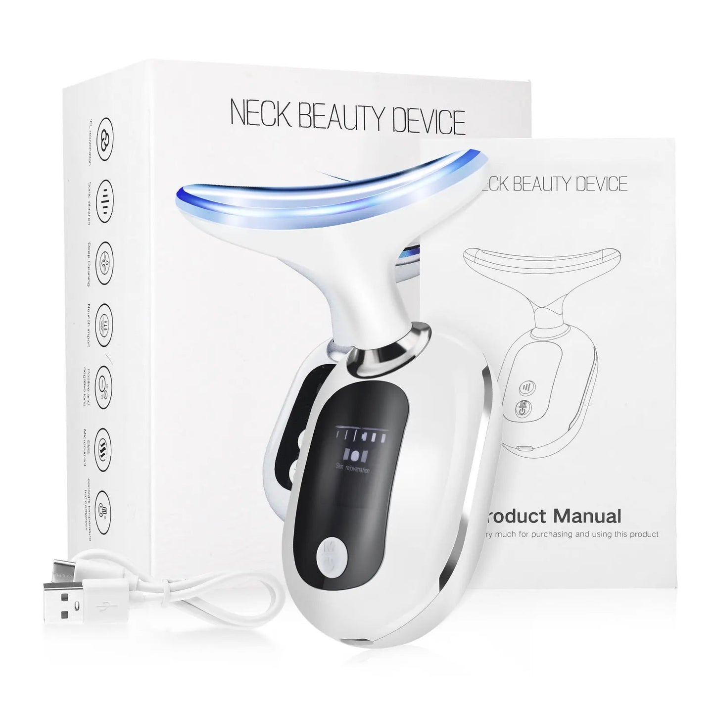EMS Neck Beauty Device LED Photon Face Beauty Device Microcurrent Skin Lifting Firming Wrinkle Remover Reduce Double Chin