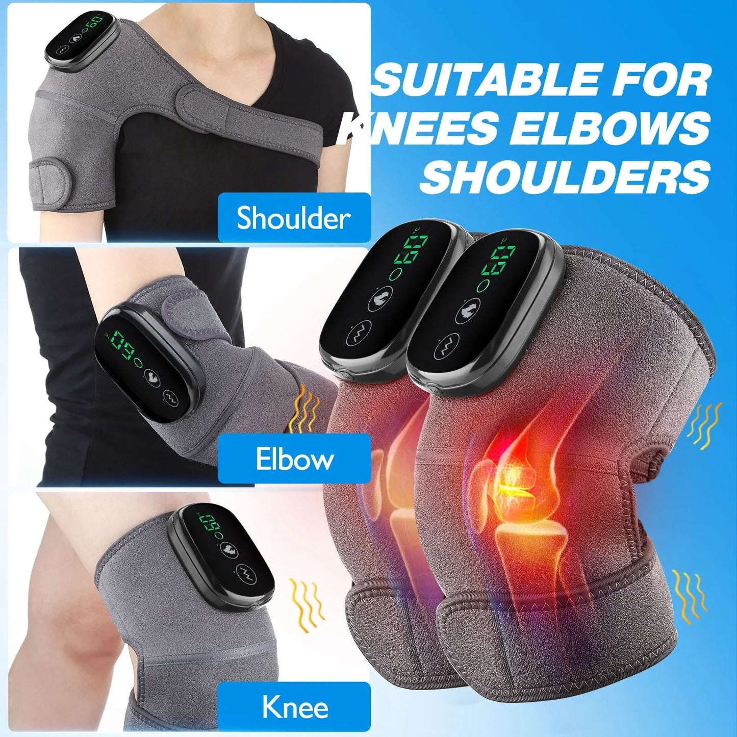Electric Heating Knee Massager Far Infrared Joint Elbow Knee Pad Vibration Massage Knee Pain Relief Health Care