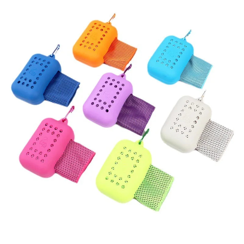 Small Silicond Ice Towel Cold Sports Cooling Ice Cold Towel Cycling Equipment Travel Yoga Bicycle Accessories Cycling Equipment