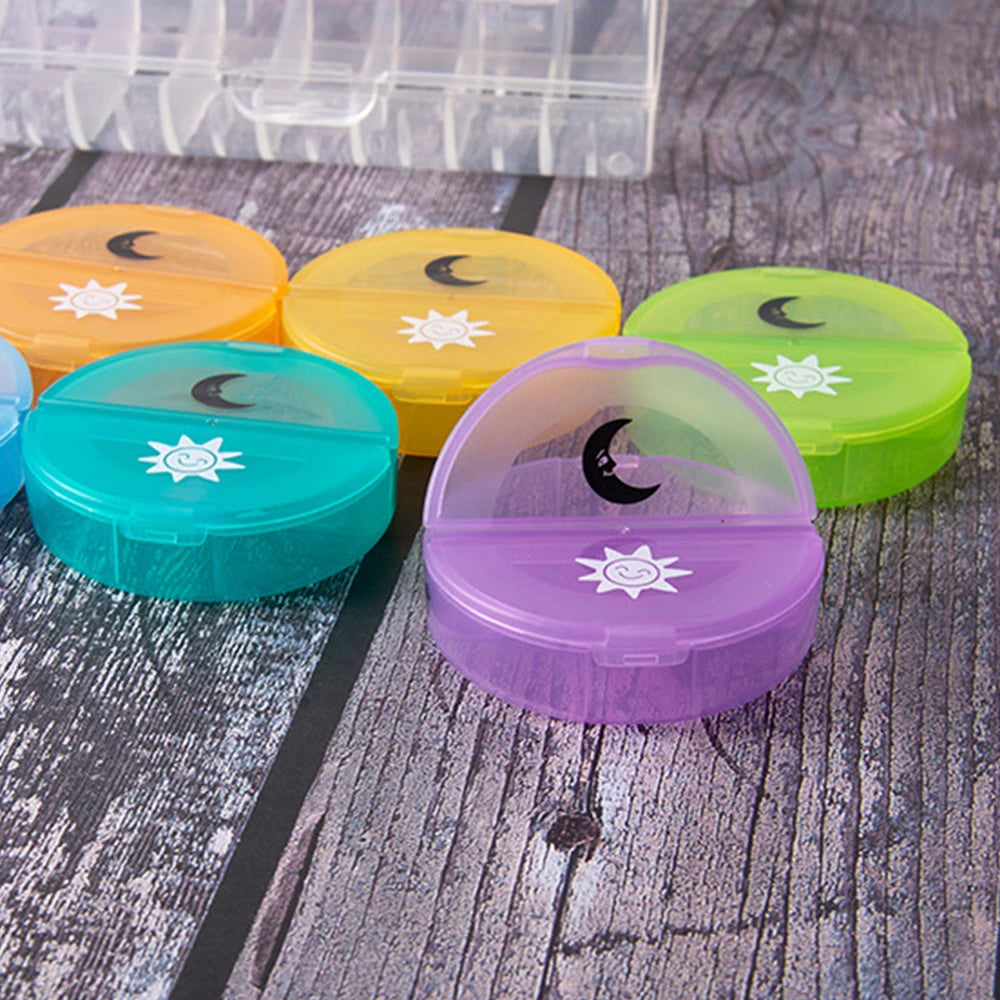 Pill Box Organizer Plastic Storage Box Container Portable Medicine Pill's Case Weekly Pillbox Hat for Tablets Rainbow 7 Days
