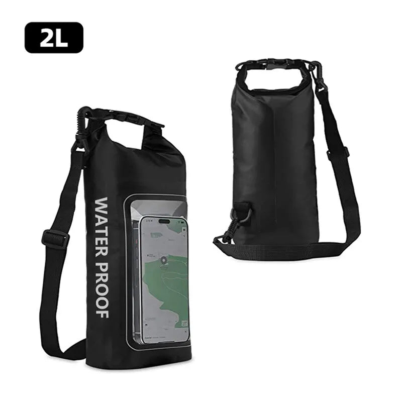 2L Swimming Dry Bag Touch Screen Outdoor Waterproof Shoulder Kayak Trekking Beach Drifting PVC Pack Rafting Surfing Boating Bag