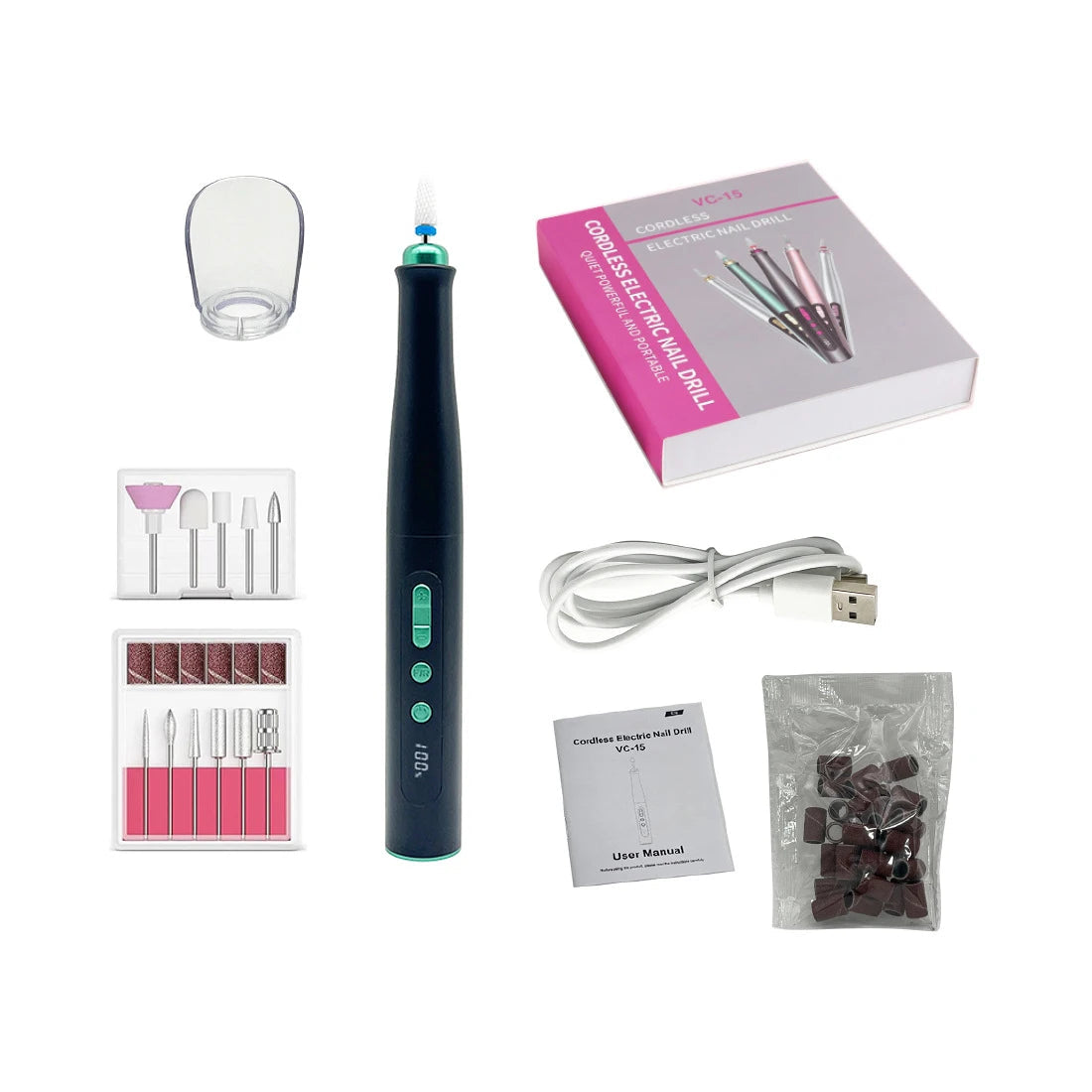 Electric Nail Sander Drill Manicure Machine Supplies for Professional Polisher Stylist Set Rechargable Wireless Portable Cordles