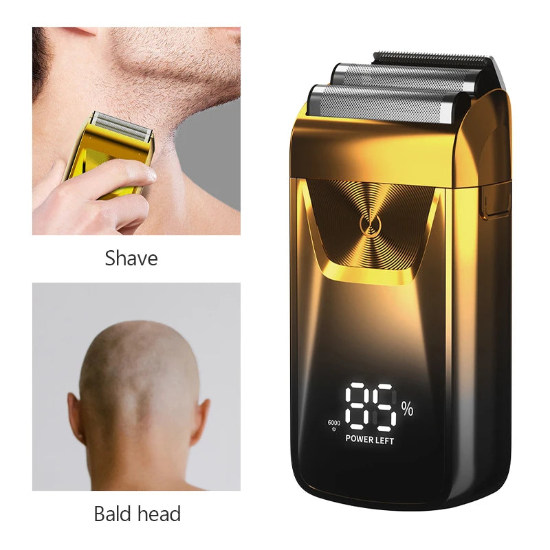 Professional Shaver Hair Cleaning Shave Shaper Foil Electric Shaving Machine Rotary Motor Electric Razor For Men Shaveable Head