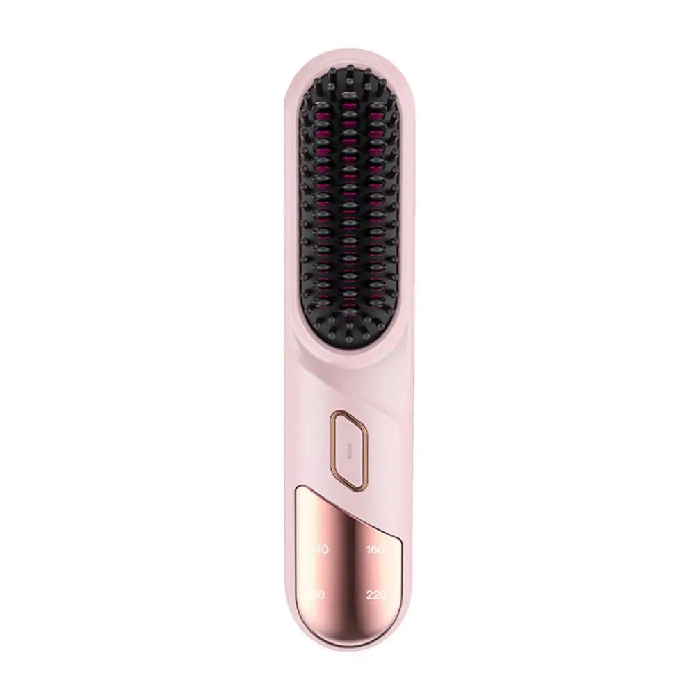 Hair Straightener Brush 4 Temperatures Fast Heating USB Rechargeable Negative Ions Brush Electric Fluffy Curly Hair Styling Comb