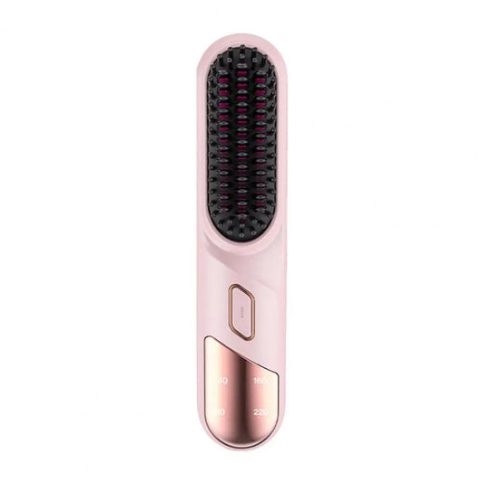 Hair Straightener Brush 4 Temperatures Fast Heating USB Rechargeable Negative Ions Brush Electric Fluffy Curly Hair Styling Comb