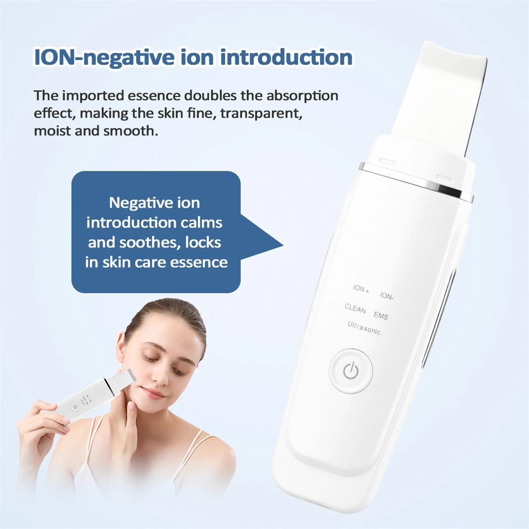 Ultrasonic Skin Scrubber EMS Vibration Ion Acne Pore Blackhead Remover Peeling Tool Electric Deep Face Cleaner