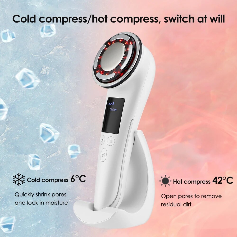 EMS Facial Massager Hot Cold Face Lifting Machine LED Photon Clean Beauty Device Wrinkle Removal Anti Aging Skin Care