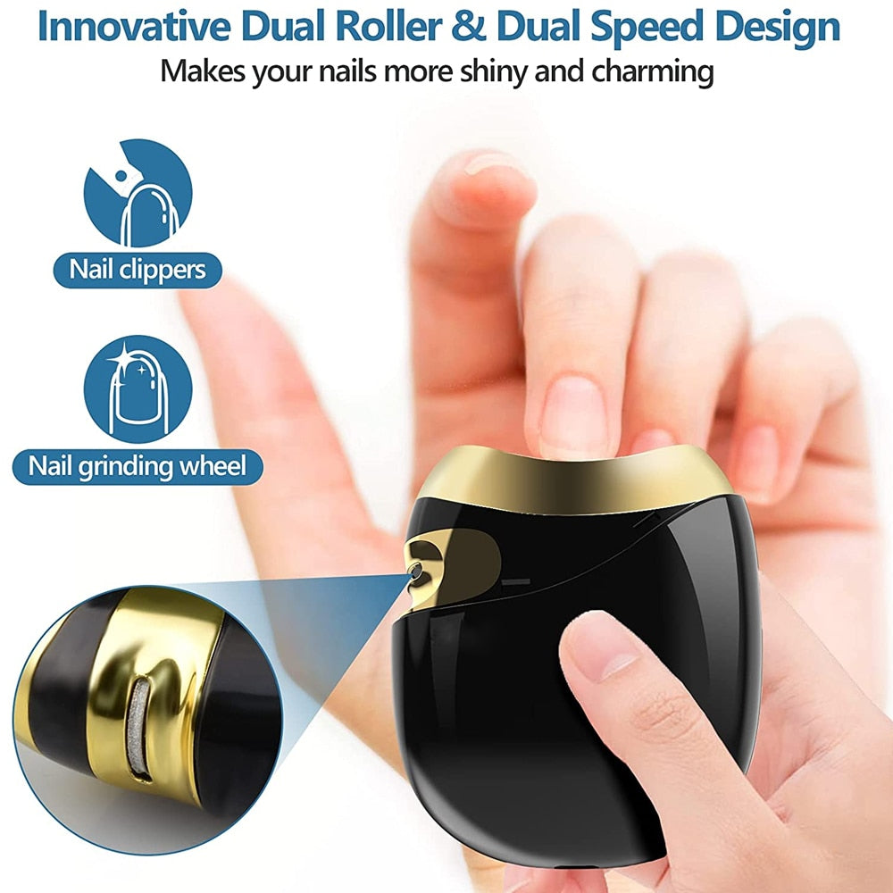 2 in 1 Shearing & Grinding Electric Nail Trimmer Nail File Kid Adult Automatic Nail Clipper Toe & Fingernail Care Manicure Tool