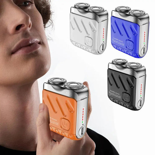 Men Electric Shaver IPX7 Waterproof Type-C Rechargeable Mini Travel Rotary Razor Portable Hair Beard Trimmer Remover Tool