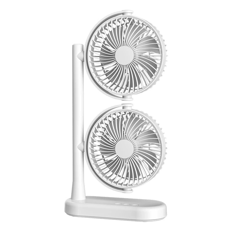 Dual Head Fan with Adjustable Air Speed and Direction USB Powered Convenient Desktop Fan