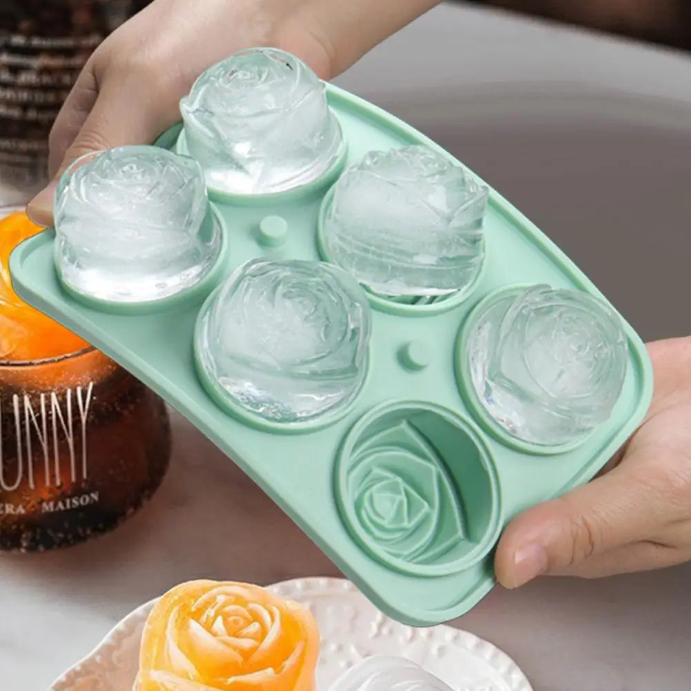 Food-grade Ice Mould Food-grade Silicond Rose Ice Tray 6 Compartment Ice Ball Mold for Drinks Chocolate Candy Whisky for Milk