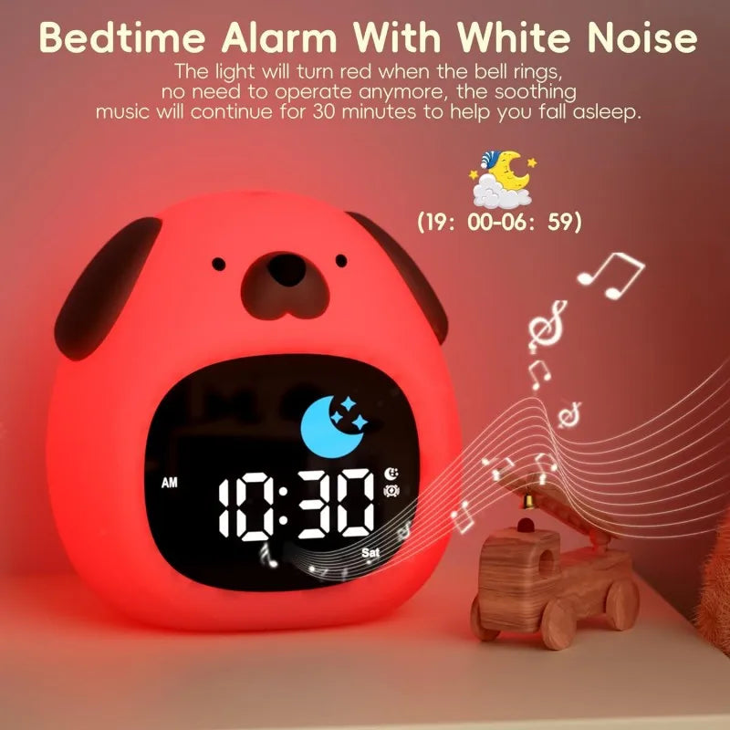 Alarm Clock for Teenager Puppy-Shape Toddler Sleep Training Clock Cute Touch Night Light for Teenager Bedroom