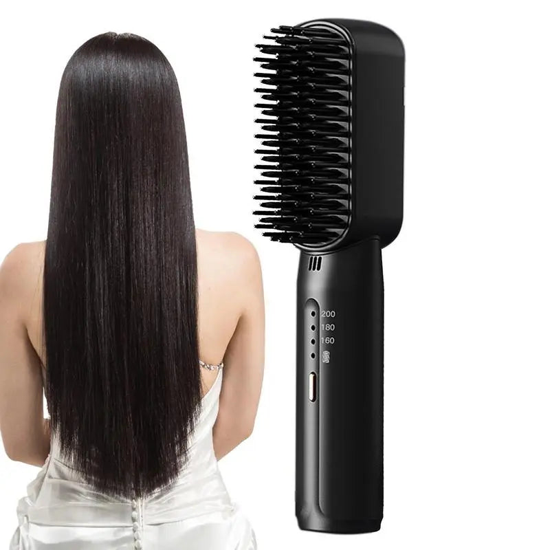 Rechargeable Hair Straightener Fast Electric Straightening Hot Brush Long Lasting Mini Battery Operated Travel Size Hair Straightener