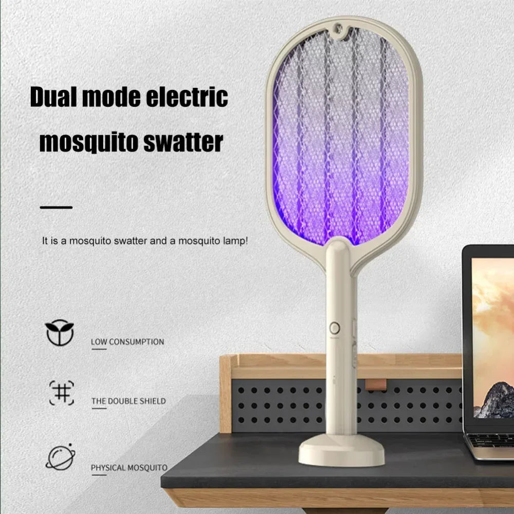 2 in 1 Electric Insect Racket Swatter USB Rechargeable Led Light Hand-Held Mosquito Killer Fly Bug Zapper Trap Mosquito Swatter