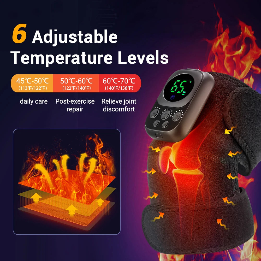 Electric Heating Vibration Knee Pad 360° Wrap Knee Joint Support Brace Thermal Shoulder Elbow Strap with Detachable Control