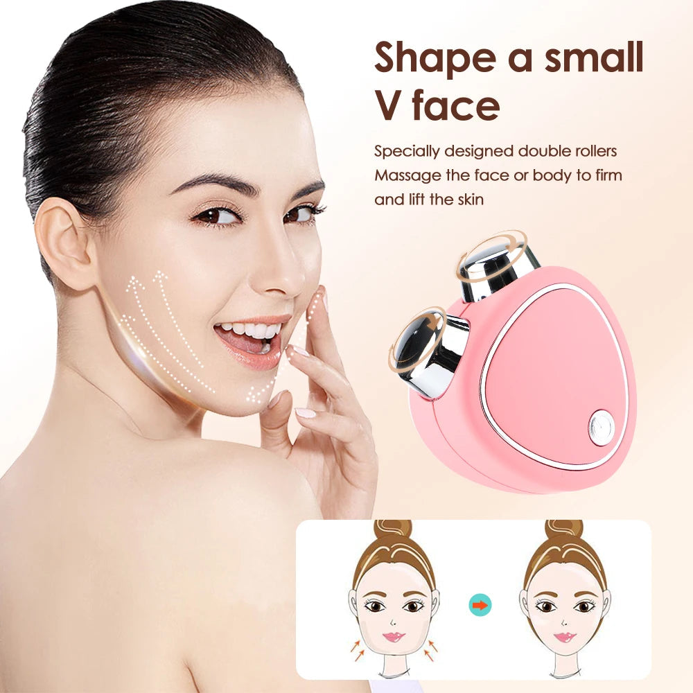 EMS Micro Current Beauty Instrument Mini Portable Face Slimming Sonic Vibration Massager Lifting Firming Skin Diminish Fine Line