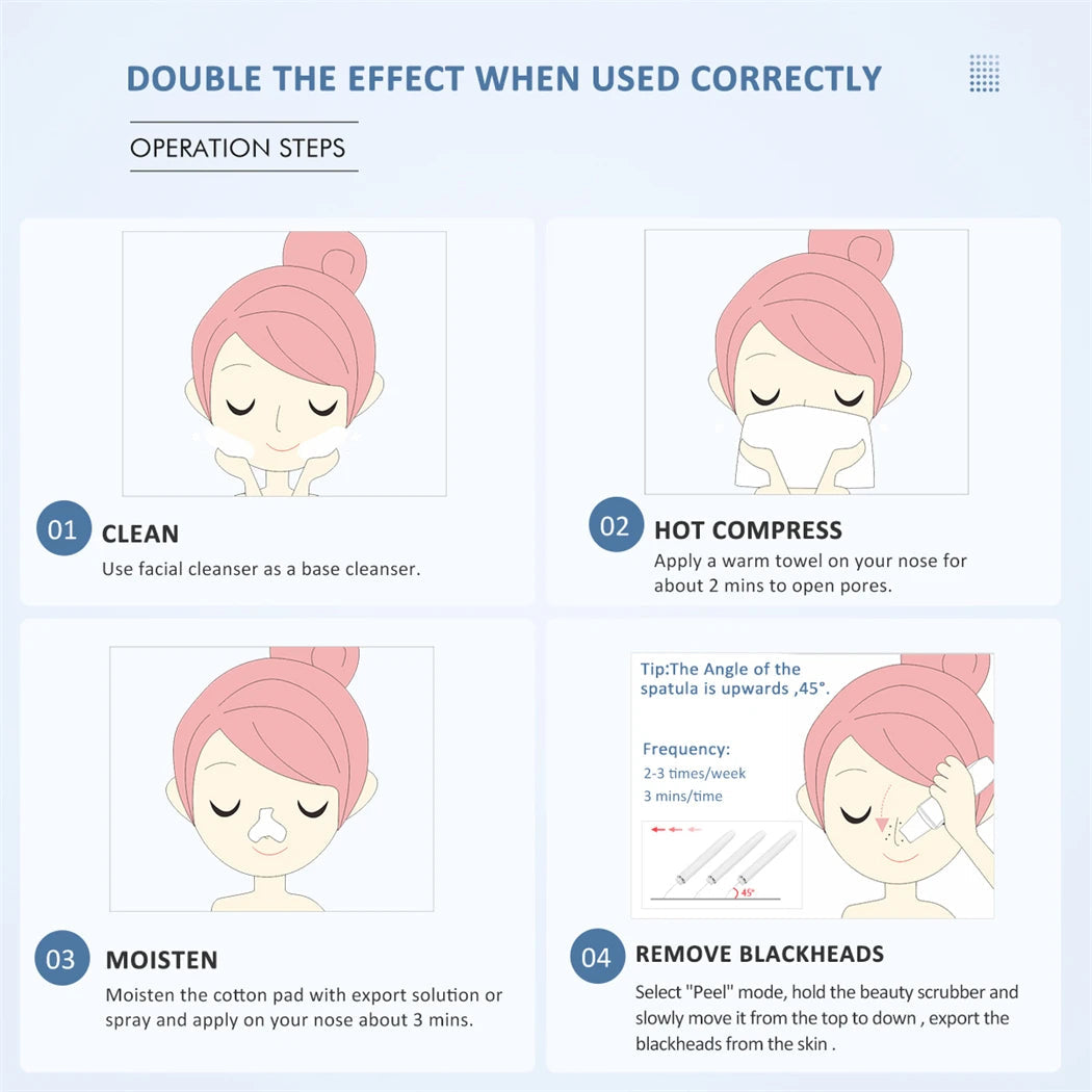 Ultrasonic Skin Scrubber EMS Vibration Ion Acne Pore Blackhead Remover Peeling Tool Electric Deep Face Cleaner