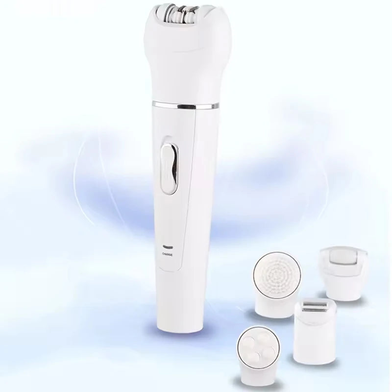 5-In-1 Female Hair Remover Electric Shaver For Women'S Stratum Corneum Remover Facial Scrub Massager
