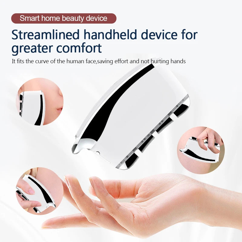 Electric Constant Temperature Micro Current Scraping Board V Face Lifting EMS Dredging Meridian Massage Brush Beauty Instrument