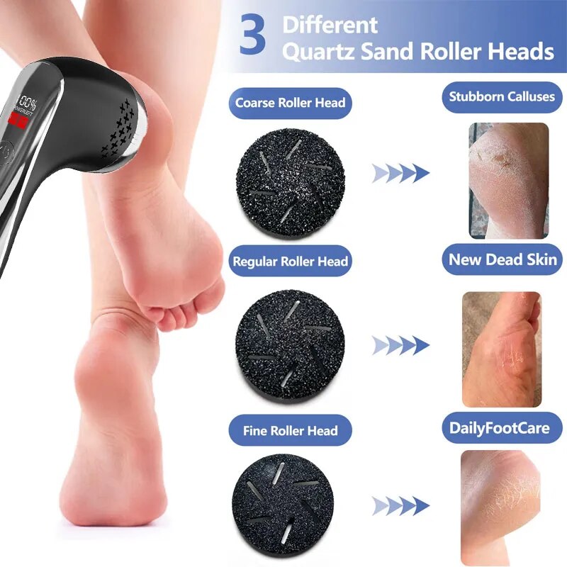 Electric Callus Remover for Feet Rechargeable Waterproof Foot Scrubber with Vacuum Electronic Foot File Pedicure Set with Head