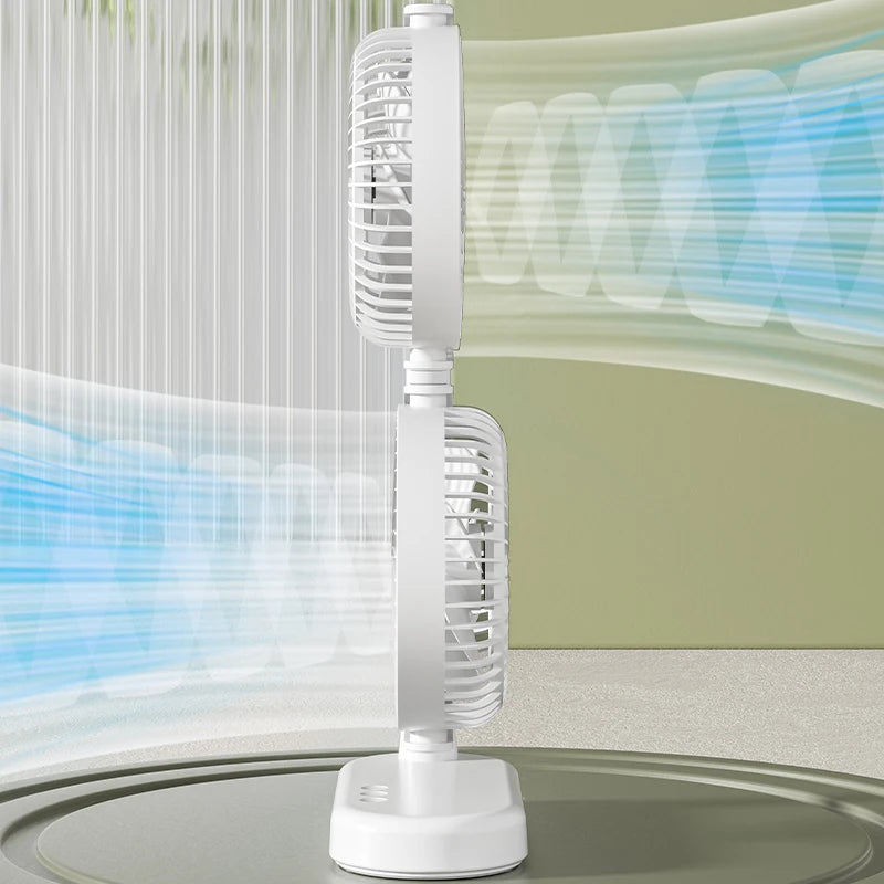 Dual Head Fan with Adjustable Air Speed and Direction USB Powered Convenient Desktop Fan