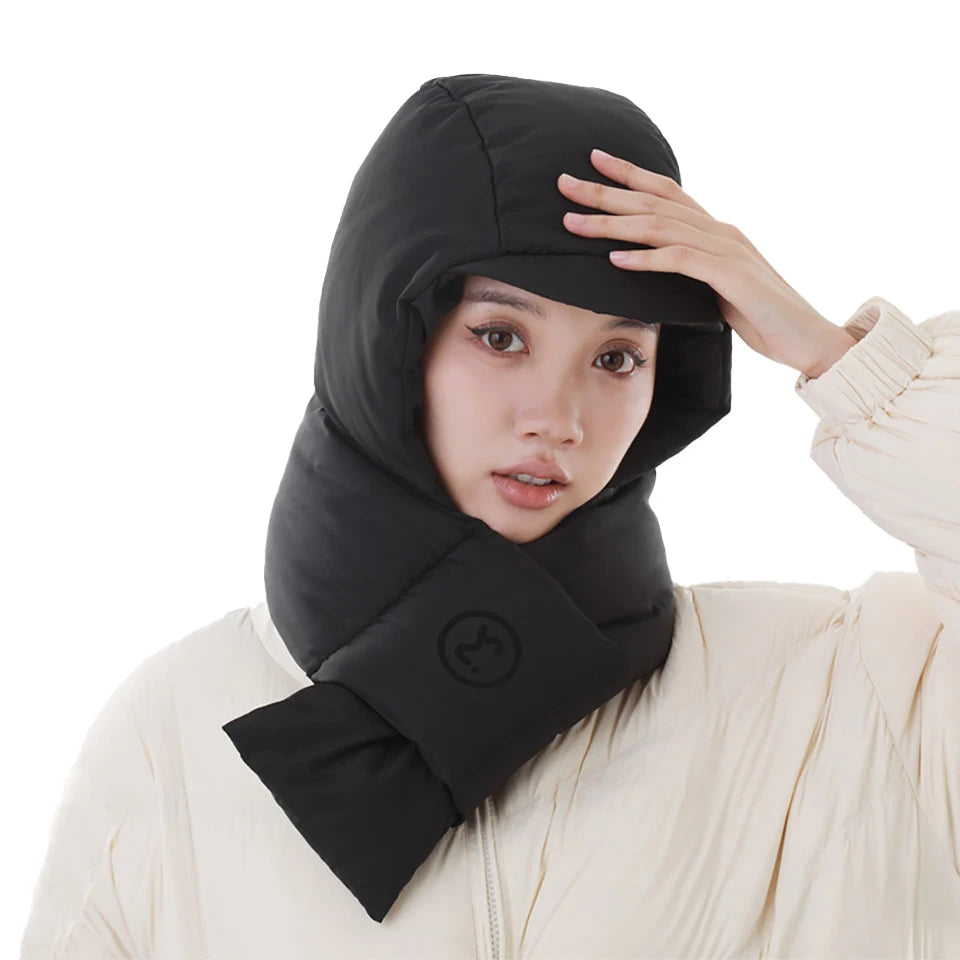 Winter Fleece Cap With Scarf Skiing Cycling Thermal Hat Outdoor Sports Windproof Warmth Neck Protect Motorcycle Helmet Unisex