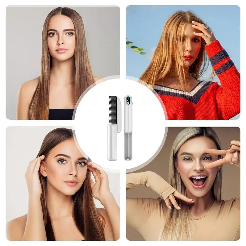 Negative Ion Hair Straightener Styling Comb Electric Hair Brush With Negative Ion LED Display 30s Fast Heating Constant